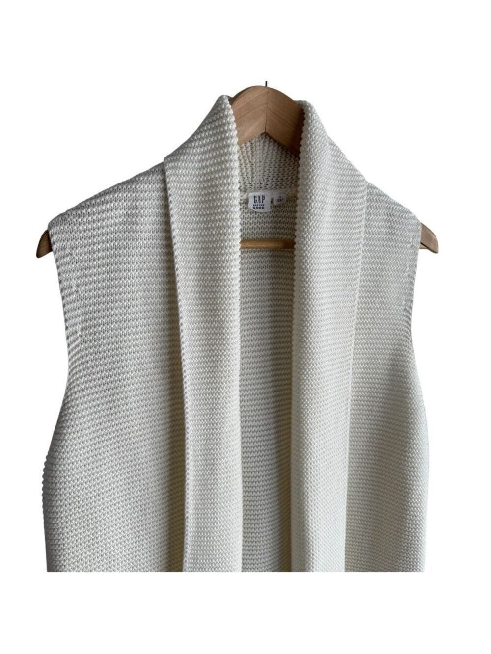 Gap 100% Cotton Sleeveless Cardigan Womens M White Open Front Knit Sweater Vest